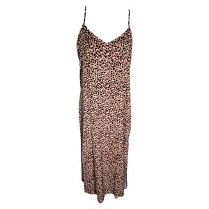 NWT Aerie Dress Leopard Print Maxi Dress Size M Double Slit, Fringe Hem